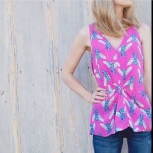 Anthropologie Pink Bee Print Blouse